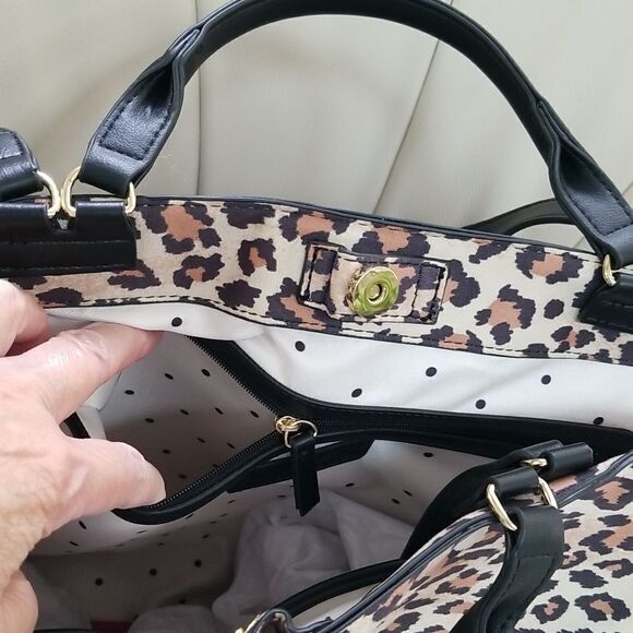 BLACK AND TAN LEOPARD PRINT LARGE BAG!!! NWT!!! - Picture 4 of 8